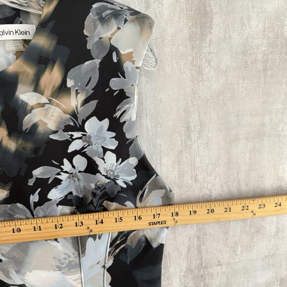 Calvin Klein Dress Women Size 10 Floral Scuba Cap-Sleeve Sheath Silhouette Zip - Picture 9 of 9